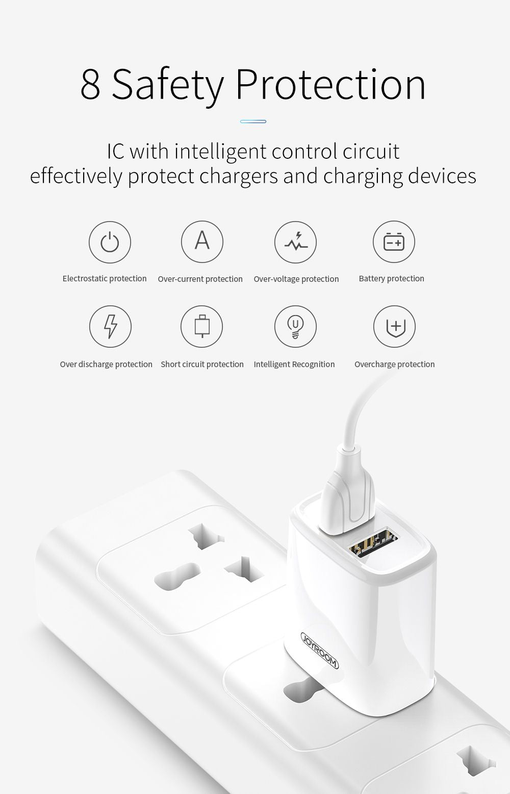 Joyroom Travel Charger L-M226 Single Charger 2.4A 2 USB - White