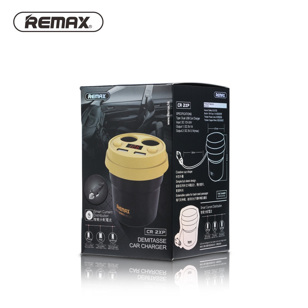 Remax 2USB Demitasse Car Charger CR-2XP - White/Brown