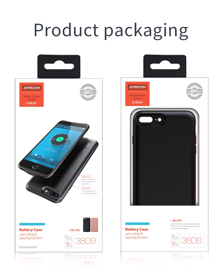 Joyroom Bluetooth Battery Case D-M181 for iPhone 7/8 Plus 3800 mAh - Black