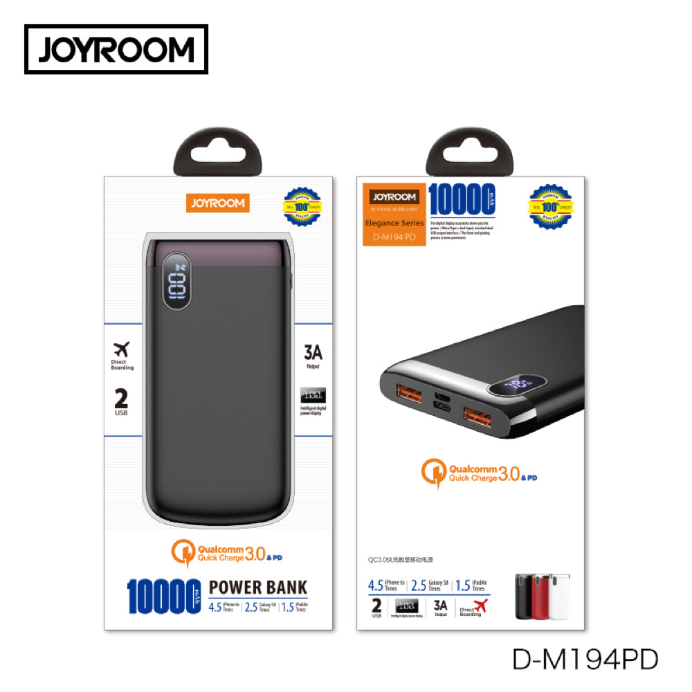 Joyroom Yazhi Series Power Bank-PD (Power Delivery) Version D-M194 PD 10000 mAh - Black