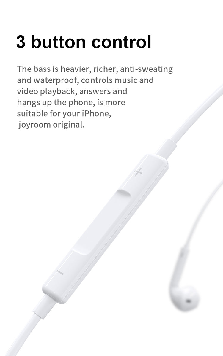 Joyroom Ben Series Lightning Wired Earphone JR-EP3 - White