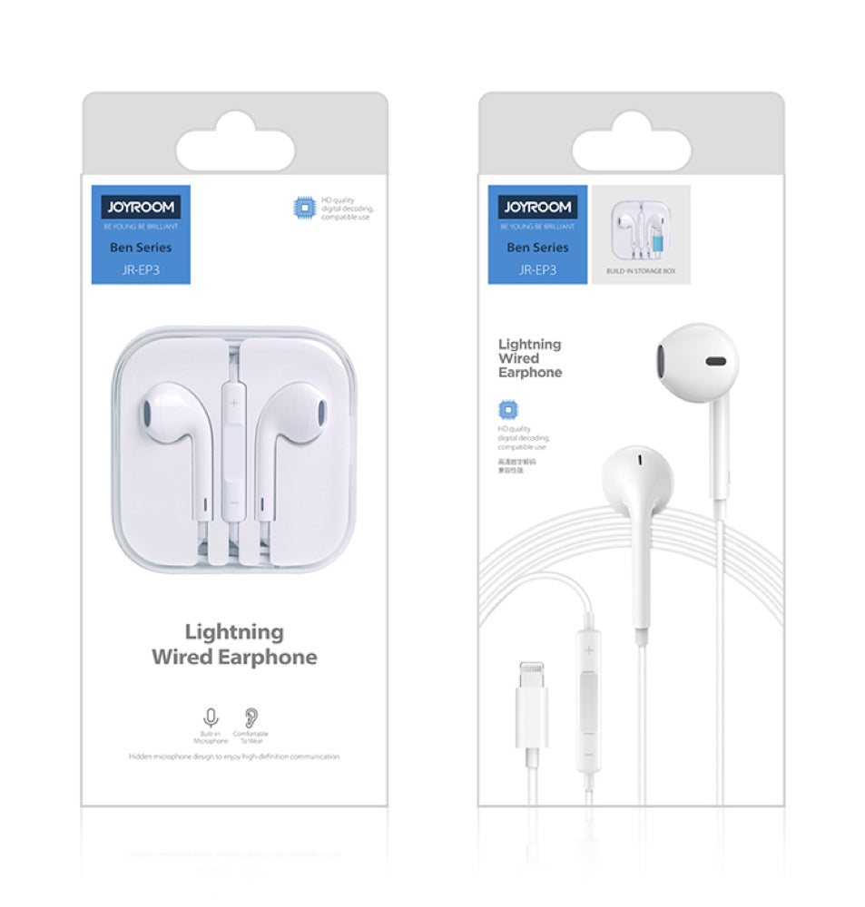 Joyroom Ben Series Lightning Wired Earphone JR-EP3 - White