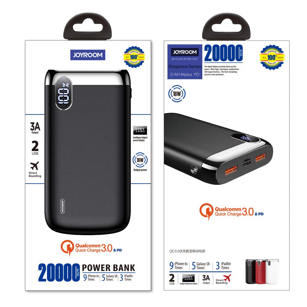 Joyroom Gezhi Series Power Bank Version D-M194 PLUS PD 20000 mAh - Black