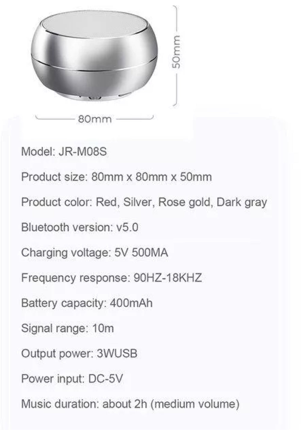 Joyroom Metal Bluetooth Speaker JR-M08S - Silver