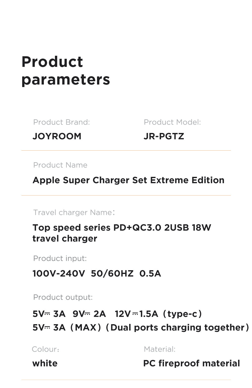 Joyroom Original Series Apple Super Charging Extreme Edition JR-PGTZ US Suit - Gray