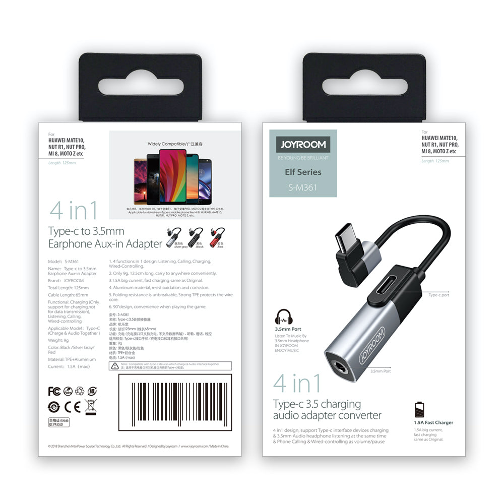 Joyroom Type-C to Type-C & Jack 3.5mm Audio Converter S-M361 - Silver