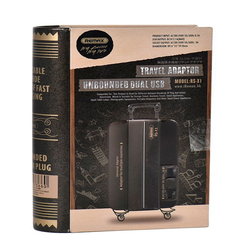 Remax 2.1A unbounded dual USB Travel Adaptor RS-X1 US - White