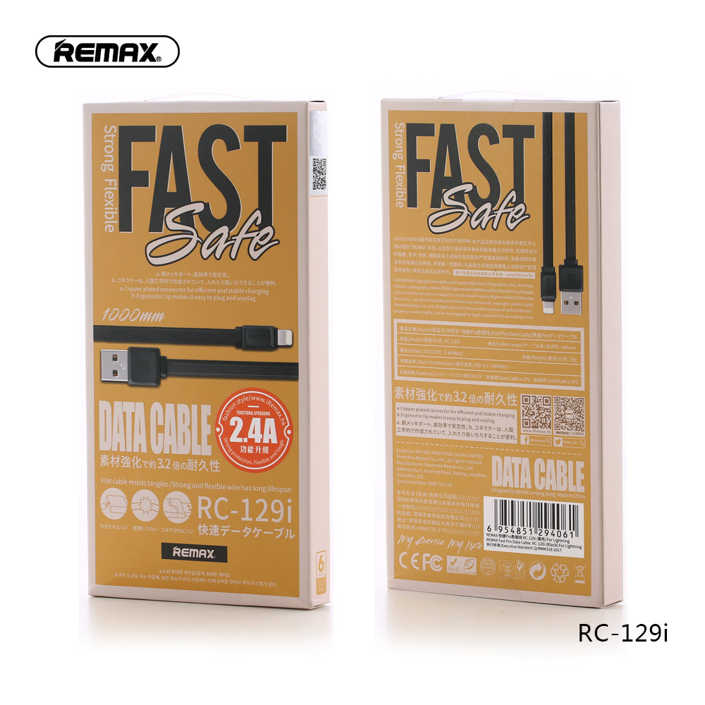 Remax Fast Pro Data Cable Lightning RC-129i - Black