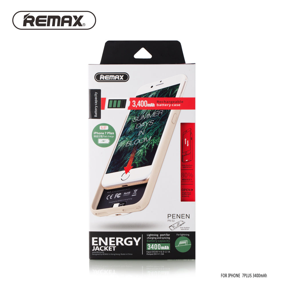 Remax Penen Rechargeable Battery Case for iPhone 7 Plus 3400 mAh - Black