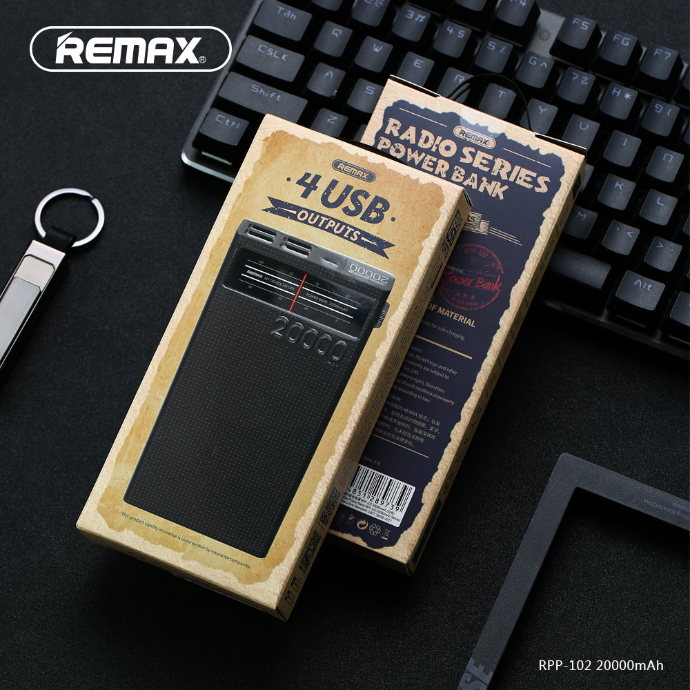 Remax Radio Series Power Bank 20000 mAh RPP-102 4USB Outputs - White