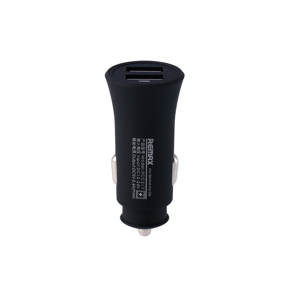 Remax Rocket Car Charger Set RCC-217 2.4A with 3-in-1 Cable - Black