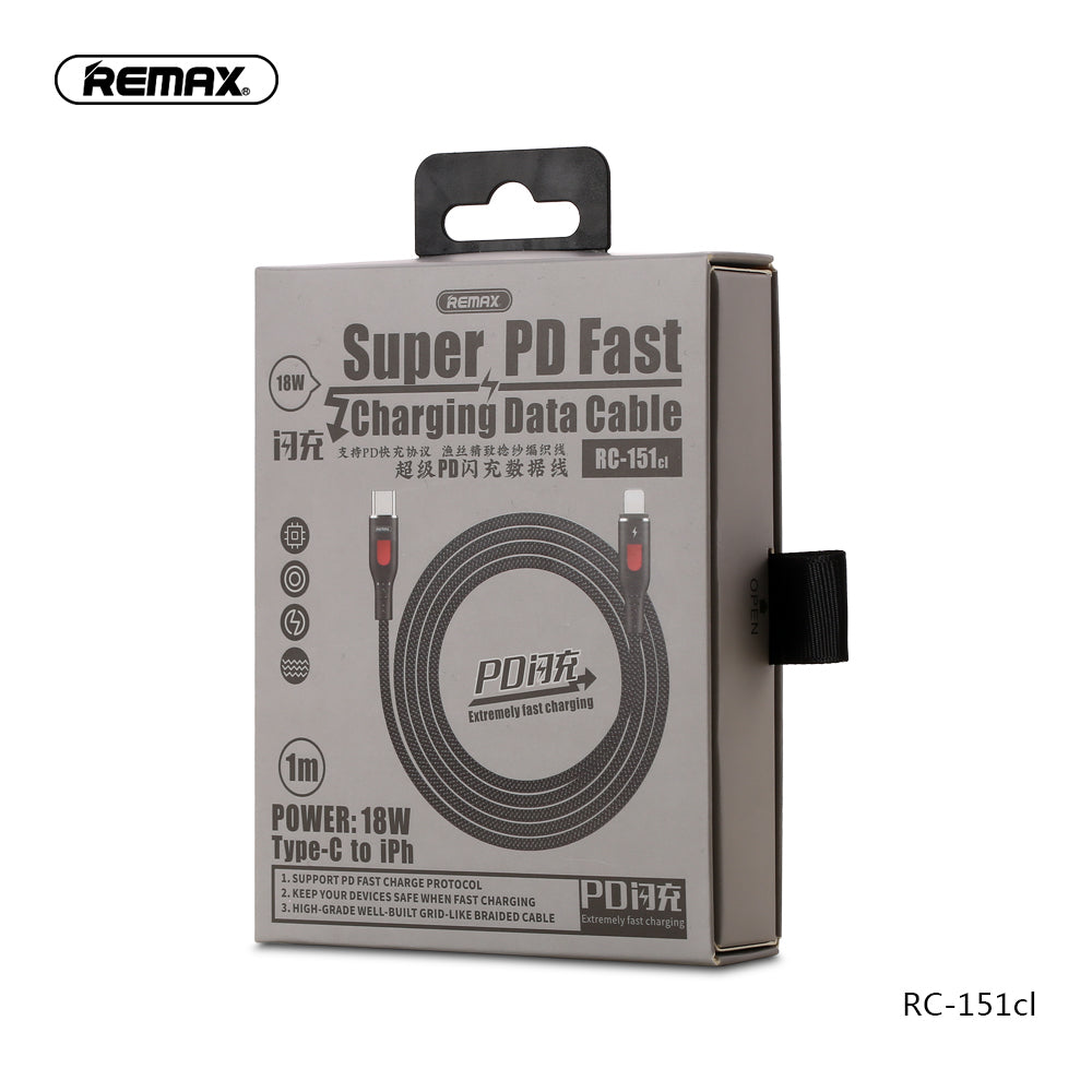 Remax Super PD Fast Charging Type-C To Lightning Data Cable RC-151CL - Silver