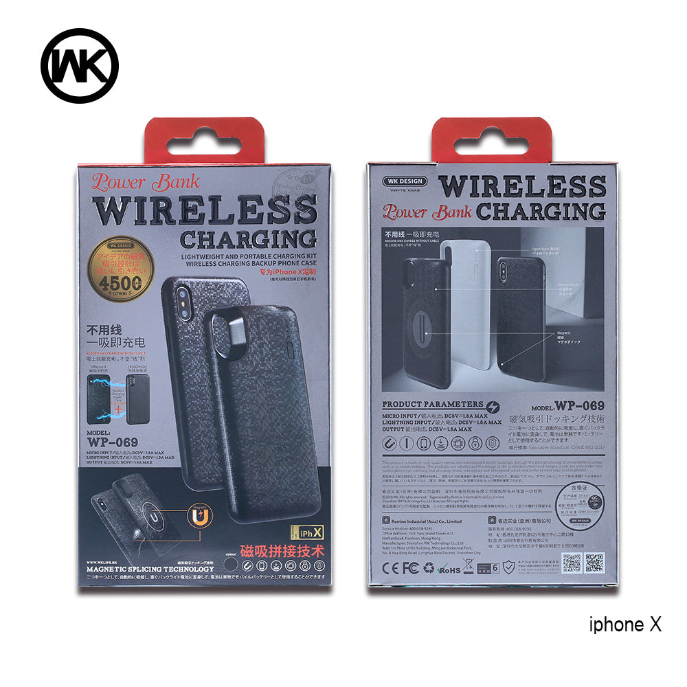 Remax Wireless Power Bank 4500 mAh and Phone Case for iPhone X WP-069 - Black