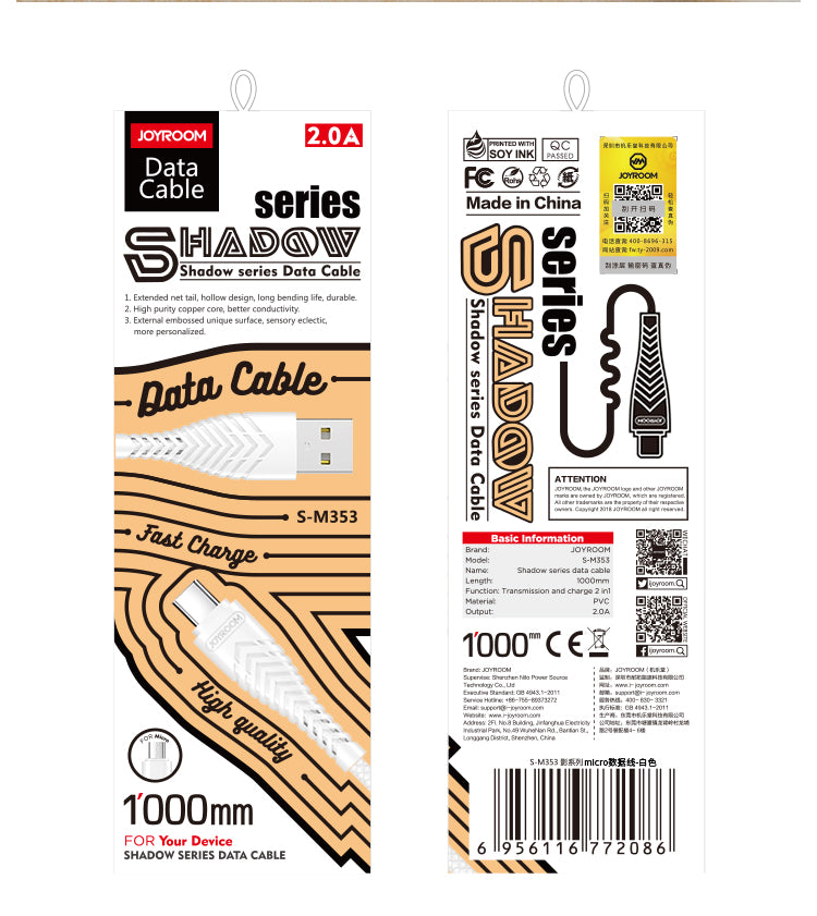 Joyroom Shadow Series Data Cable 1m S-M353 Type-C - White