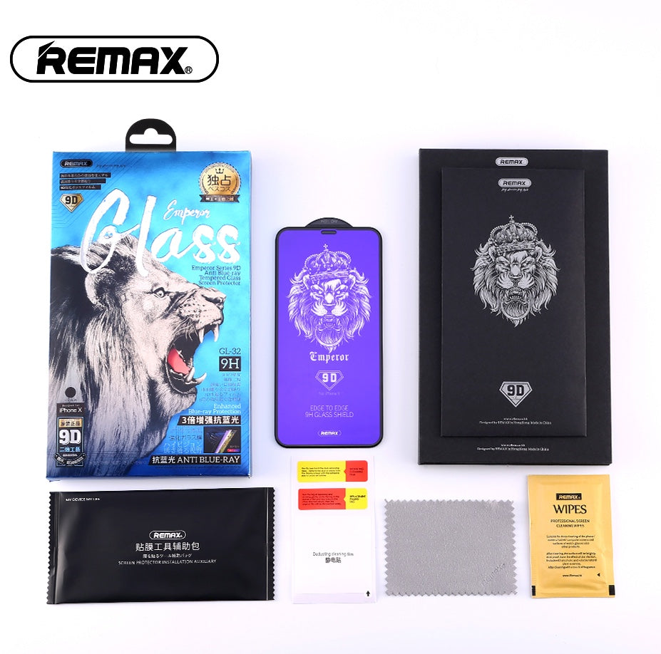 Remax Emperor Series 9D Anti Blue-ray Tempered Glass GL-34 for iPhone XS Max - Black