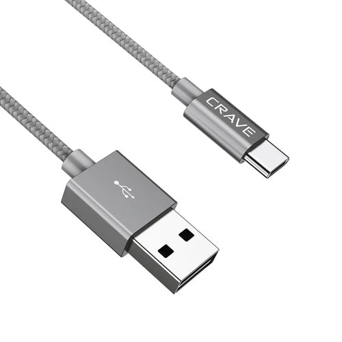 Crave Nylon Type-C to USB 3-foot Cable - Slate