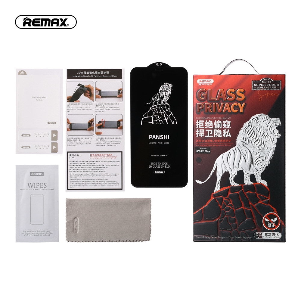 Remax Panshi Privacy Series Temper Glass GL-53 for iPhone XS Max - Black
