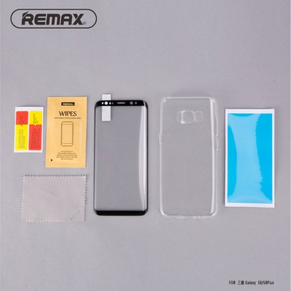 Remax Crystal set of Tempered Glass and Phone Case for Samsung S8 - Black
