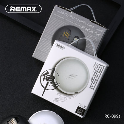 Remax Cutebaby Retractable Data Cable 2-in-1 for Micro USB and Lightning RC-099t 1M - White