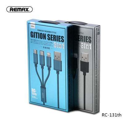 Remax Gition Series 3-in-1 Data Cable RC-131th - Black