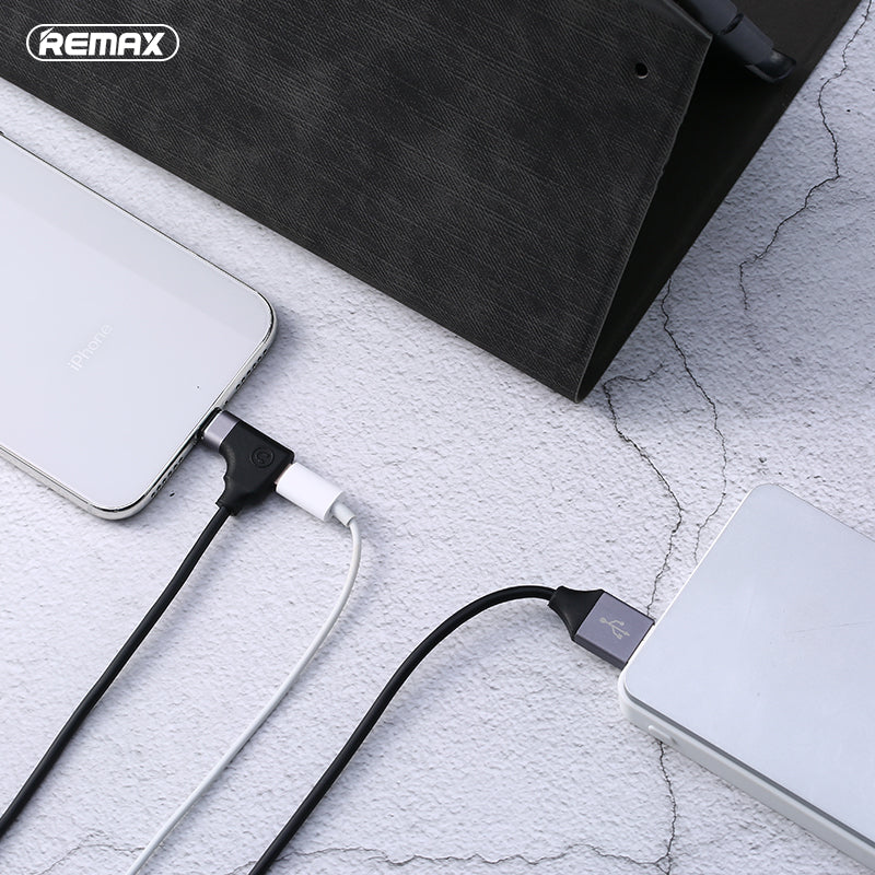 Remax Lightning Data Cable & Audio Adaptor 2-in-1 RL-LA01 1M - Black