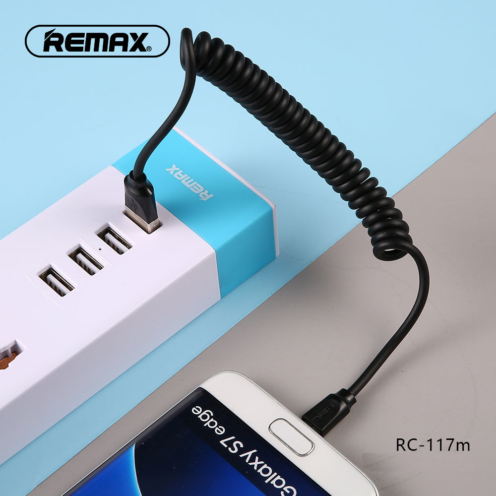 Remax Radiance Pro Data Cable for Micro USB RC-117m Coil Spring Version - Black