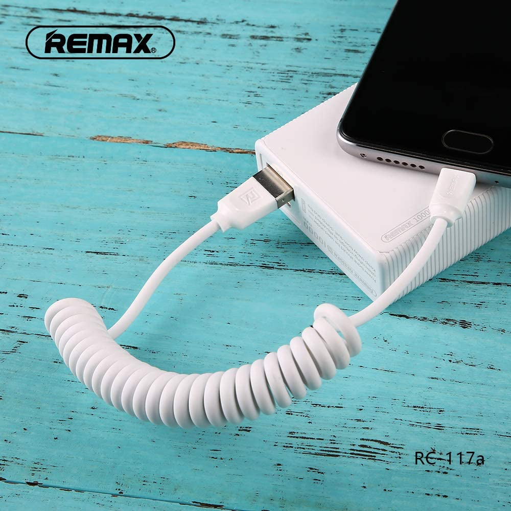 Remax Radiance Pro Data Cable for Type-C RC-117a Coil Spring Version - White