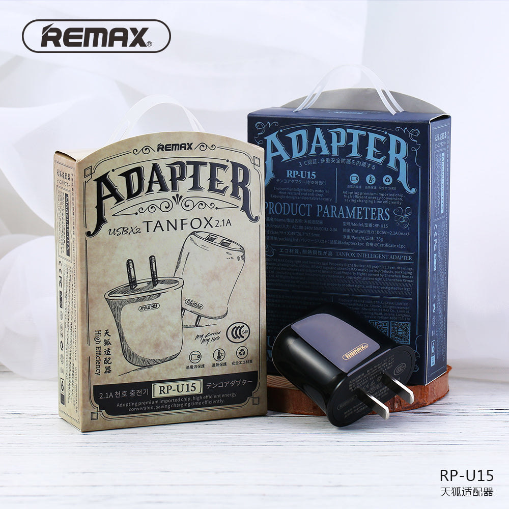 Remax Tanfox 2 USB Adapter RP-U15 Output: 2.1A USB Port: 2 - Black