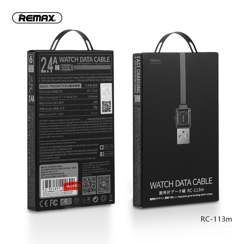 Remax Watch Data Cable for Micro USB RC-113m - Black